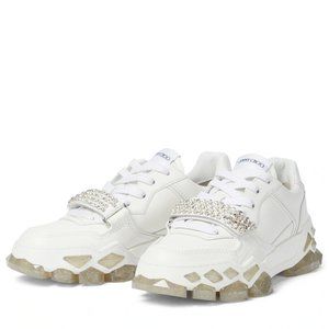 Diamond X Strap Crystal-embellished Leather Sneakers In X White/crystal